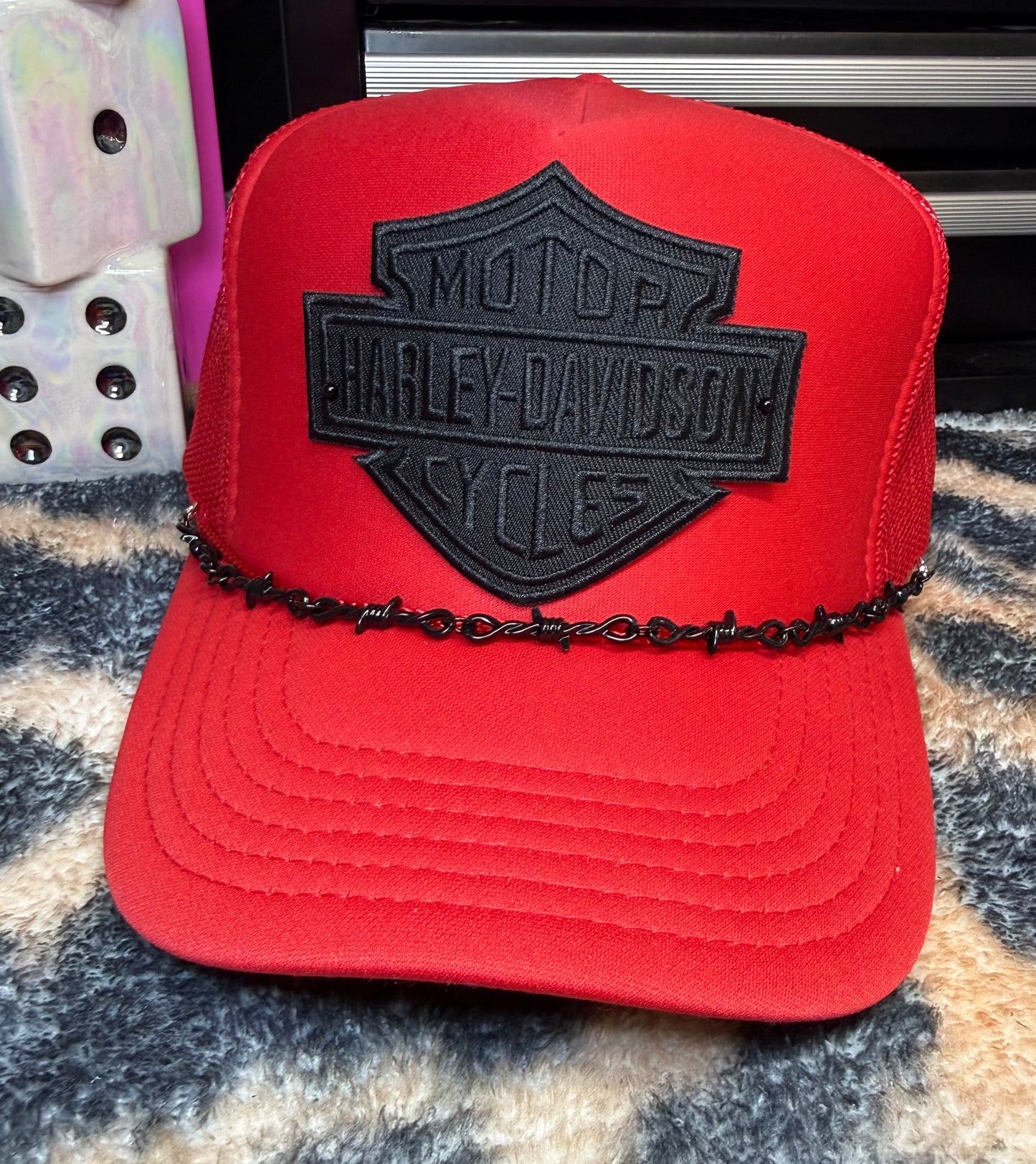 One patch hat $25 chain $5