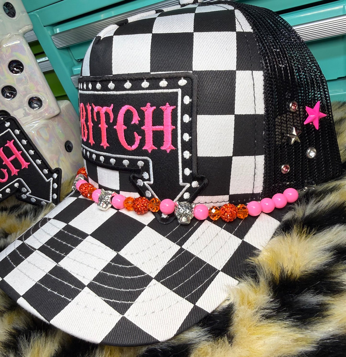 BIT🖤H CHECKERED CANVAS HAT