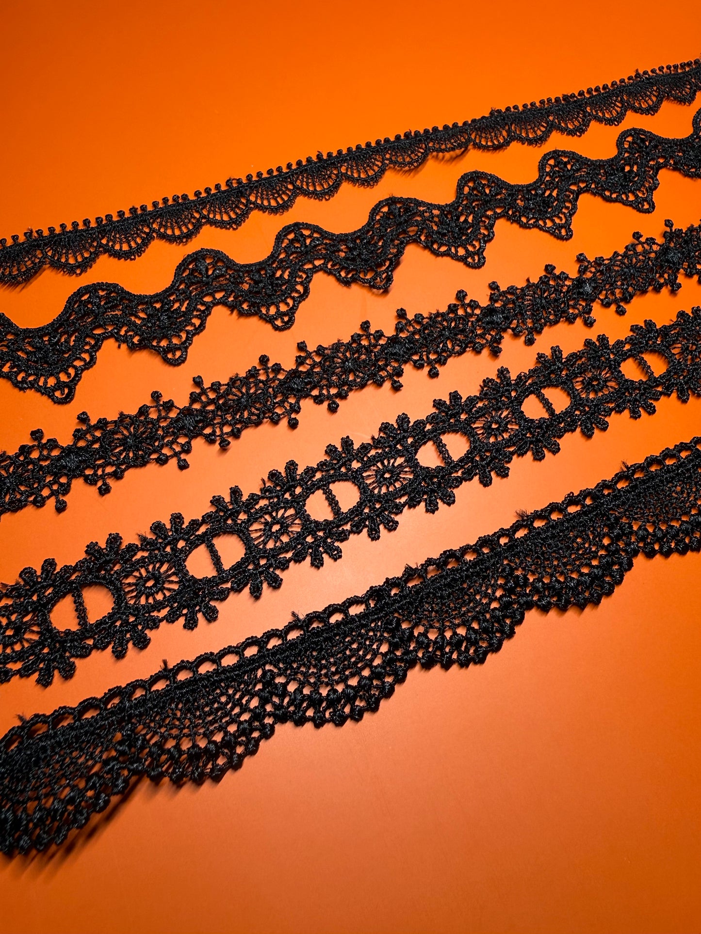5 BLACK LACE CHAINS BUNDLE