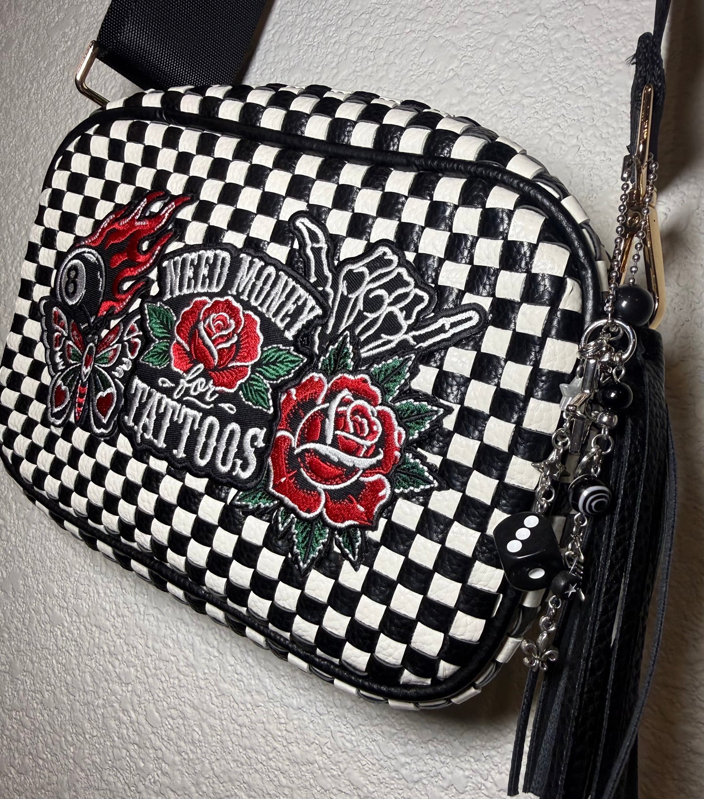 NEED MONEY FOR TATTOOS LEATHER BAG