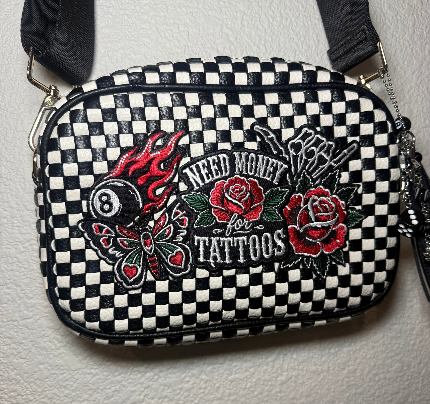 NEED MONEY FOR TATTOOS LEATHER BAG