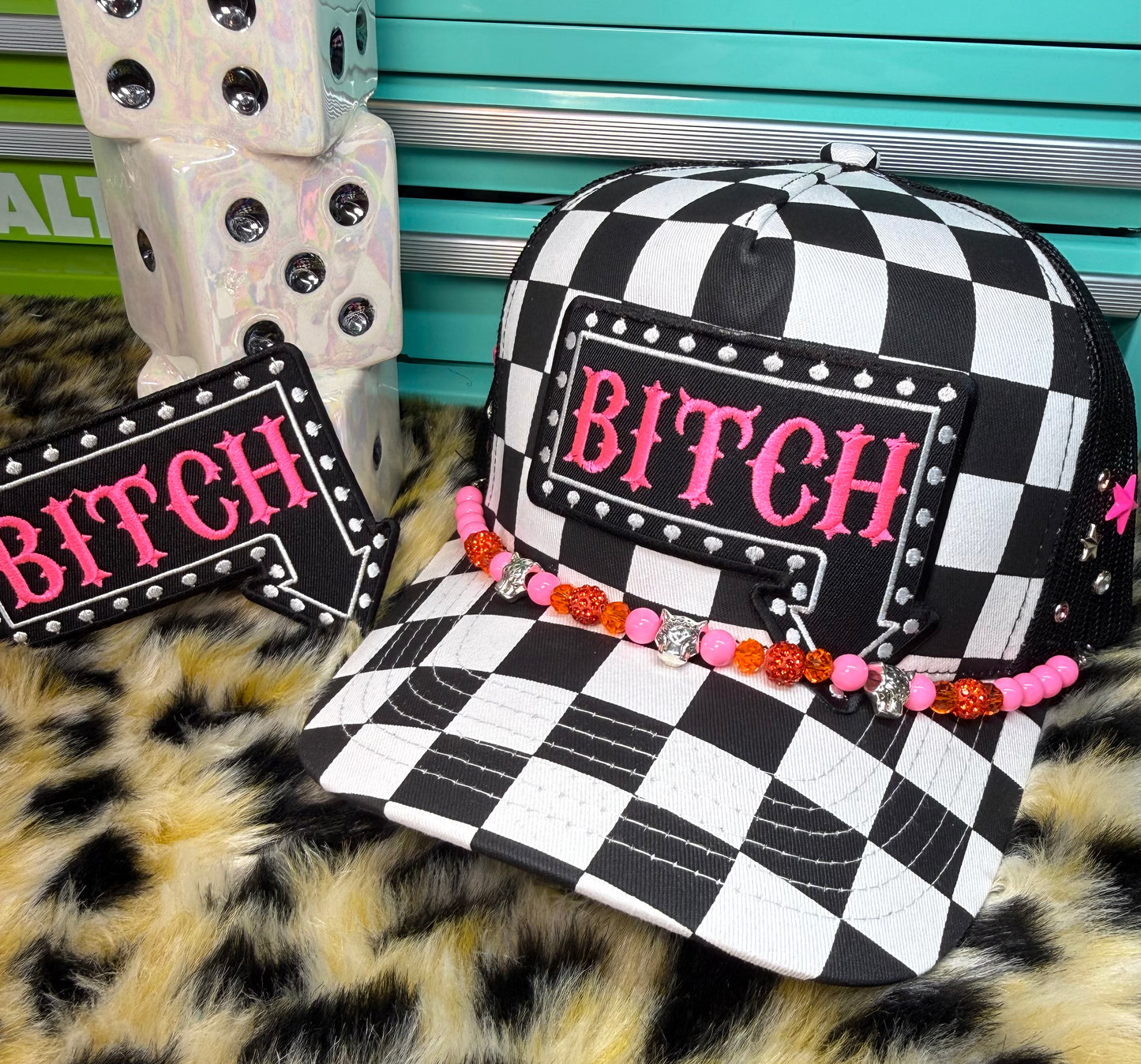 BIT🖤H CHECKERED CANVAS HAT