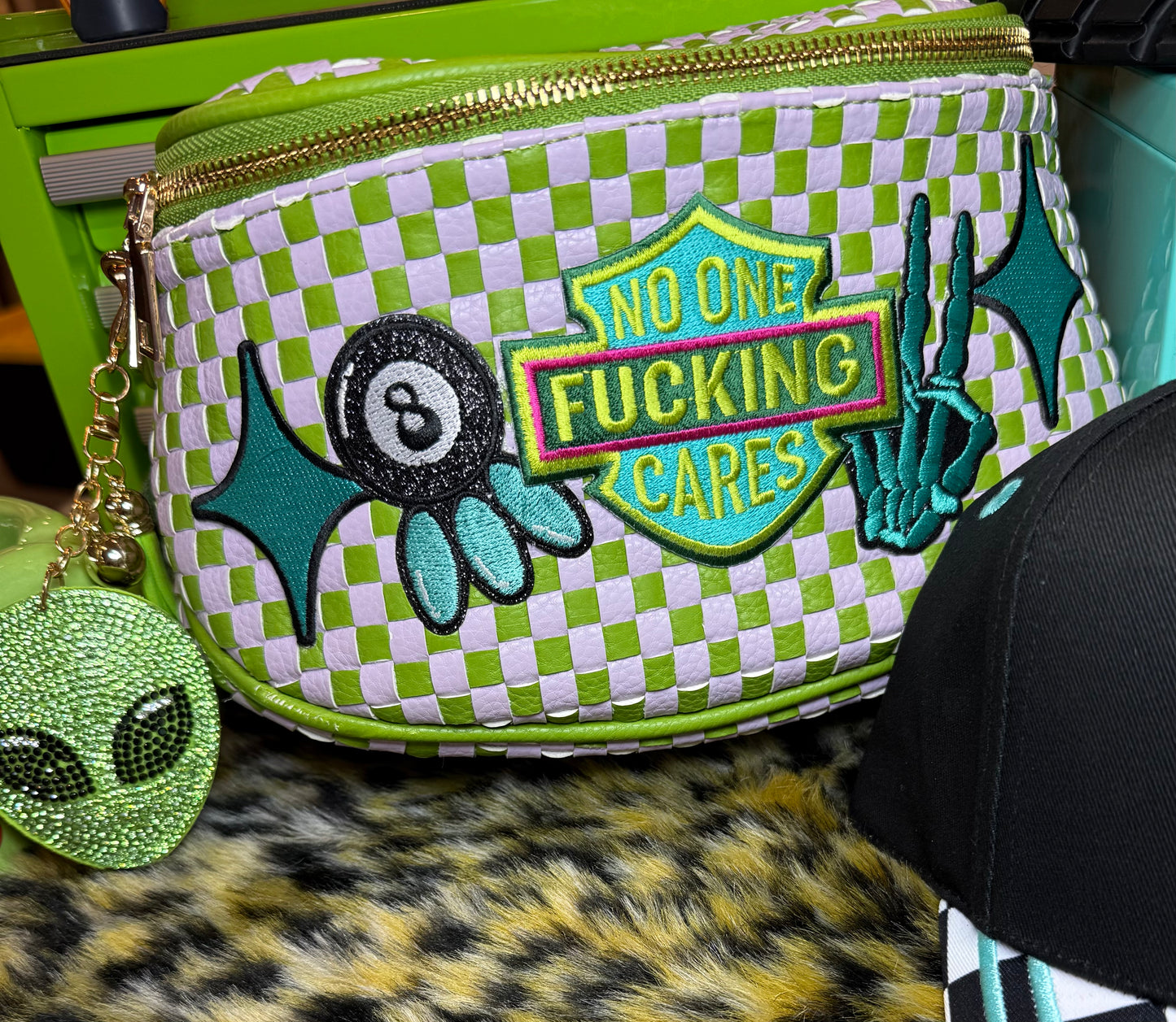 NO ONE CARES LEATHER BAG