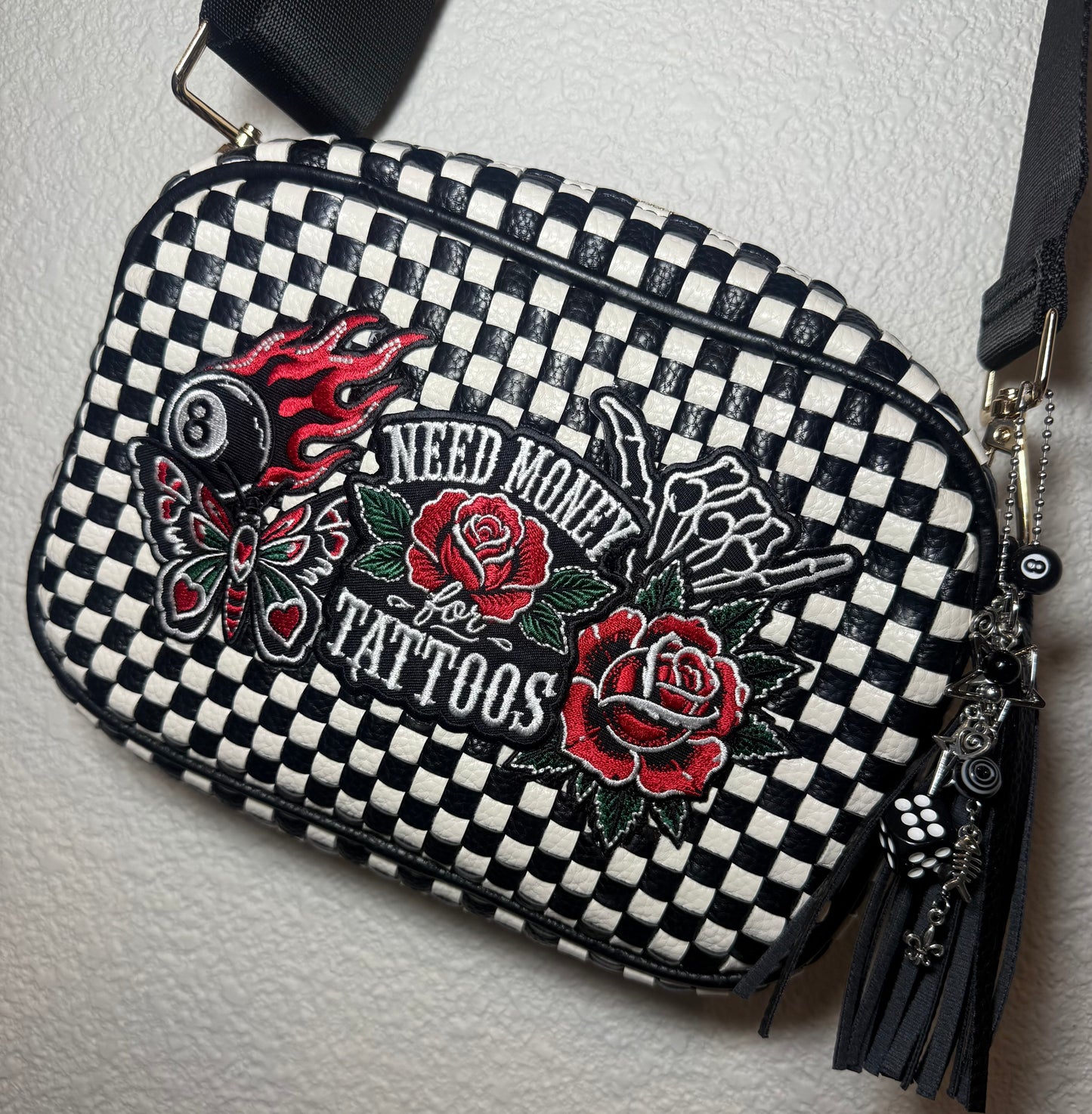 NEED MONEY FOR TATTOOS LEATHER BAG