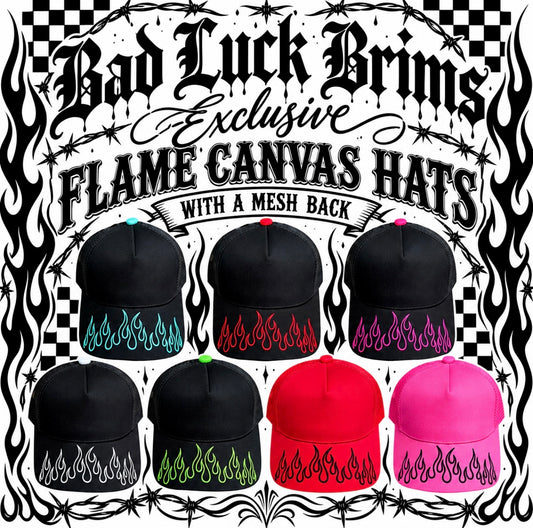 FLAME CANVAS HATS WITH MESH BACK